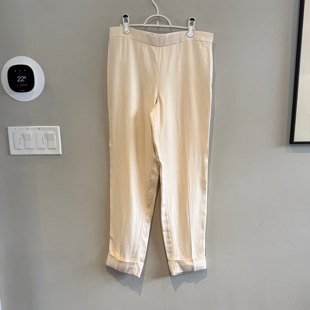 The Row cream skin straight pants M/8